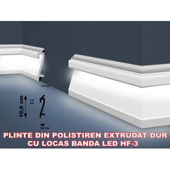 Plinte din polistiren extrudat dur cu locas banda led HF-03